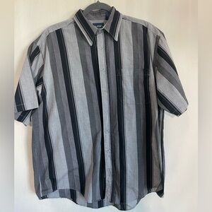 Puritan Men's Black and Gray Striped Button-Down Shirt